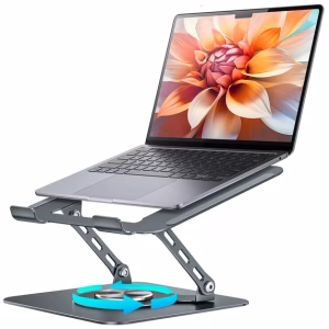 delpattern Laptop Stand with 360° Rotating Base, Laptop Stand for Desk